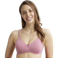 Jockey 1722 Women's Wirefree Non Padded Super Combed Cotton Elastane Stretch Medium Coverage Everyday Bra with Concealed Shaper Panel and Adjustable Straps_Heather Rose_36B