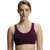 Jockey 1376 Women's Wirefree Non Padded Super Combed Cotton Elastane Stretch Full Coverage Slip-On Active Bra with Wider Straps and Moisture Move Treatment_Wine Tasting_XL