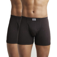 Jockey Men's Super Combed Cotton Rib Fabric Boxer Briefs with Front Fly, Ultrasoft and Durable Concealed Waistband (Pack of 2) 8008_Brown_XL
