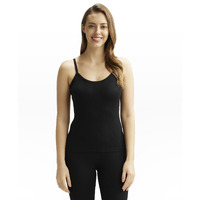 Jockey Snug Fit Low-Neck Thermal Spaghetti Top for Women 2501_Black_XL