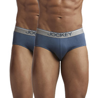 Jockey Men's Cotton Briefs (Pack of 2) (37931_Deep Slate_Grey_L)