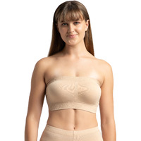 Jockey Women's Wirefree Seamless Padded Micro Touch Nylon Elastane Stretch Full Coverage Bandeau Bra with Removeable Pads & Detachable Transparent Strap_Style_1545_Light Skin_S