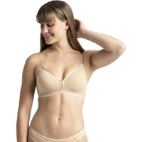 Jockey 1581 Women's Wirefree Non Padded Super Combed Cotton Elastane Stretch Medium Coverage Beginners Bra with Ultrasoft and Durable Underband_Skin_32B
