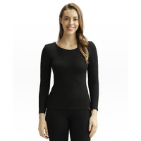 Jockey 2540 Women's Soft Touch Microfiber Elastane Stretch Fleece Fabric Full Sleeve Thermal Top with Stay Warm Technology_Black_M