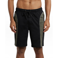 Jockey Men's Super Combed Cotton Rich Straight Fit Shorts with Concealed Waistband & Drawstring Closure_Style_9411_Black & Deep Olive_L