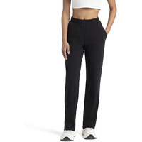 Jockey 1302 Women's Super Combed Cotton Elastane Stretch Relaxed Fit Trackpants with Side Pockets_Black_XL