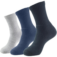 Jockey Men's Calf Length Sports Cotton Socks (Pack of 3) 7035_Black/Midgrey Mel/Navy_Free Size