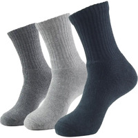 Jockey Men's Calf Length Sports Cotton Socks (Pack of 3) 7035_Black/Navy/Charcoal Mel_Free Size