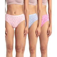 Jockey 1523 Women's High Coverage Super Combed Cotton Mid Waist Hipster with Ultrasoft Exposed Waistband and StayFresh Treatment (Pack of 3_Prints May Vary)_Light Prints_XL