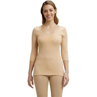 Jockey 2503 Women's Super Combed Cotton Rich Three Quarter Sleeve Thermal Tailored Fit Top with Stay Warm Technology_Skin_L, Beige