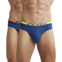 Jockey FP02 Men's Super Combed Cotton Rib Solid Brief with Ultrasoft Waistband (Pack of 2)_Estate Blue_M