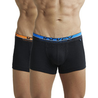 Jockey FP03 Men's Super Combed Cotton Rib Solid Trunk with Ultrasoft Waistband (Pack of 2)_Black_M