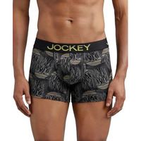 Jockey FP23 Men's Super Combed Cotton Elastane Stretch Printed Trunk with Ultrasoft Waistband_Black & Empire Yellow_M