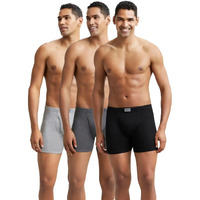 Jockey 8008 Men's Super Combed Cotton Rib Solid Boxer Brief with Ultrasoft Concealed Waistband (Pack of 3)_Multi Colour_M