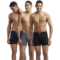 Jockey 8008 Men's Super Combed Cotton Rib Solid Boxer Brief with Ultrasoft Concealed Waistband (Pack of 3)_Multi Colour_L