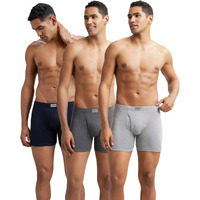 Jockey 8008 Men's Super Combed Cotton Rib Solid Boxer Brief with Ultrasoft Concealed Waistband (Pack of 3)_Multi Colour_M