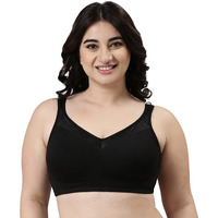 Enamor A112 Smooth Super Lift Classic Full Support Bra - Stretch Cotton, Non-Padded, Wirefree & Full Coverage Black