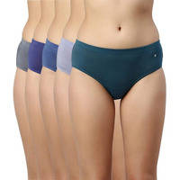 Enamor Stretchable Cotton Hipster Panties for Women Pack of 5, Full Coverage Grip Fit with Antimicrobial & Stain Release Technology-CR17-Assorted-Colors and Prints May Vary (CR17_Multicolordark5_XL)