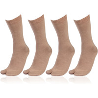 Bonjour Women's Woolen Thumb Crew Socks In Fawn- Pack of 4