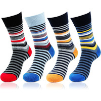 Bonjour Men's Striped Design Cotton Ankle Length Socks (Pack Of 4) (Bro1608-Po4), Multi