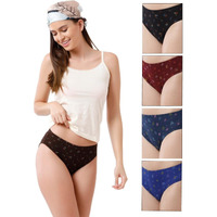 Rupa Jon Women Cotton Printed Mid Waist Hipster with Ultrasoft Concealed Waistband, Full Coverage Panty, Pack of 5 Assorted