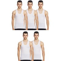 Rupa Jon Men's Cotton Regular Fit Vest (Jn Vest Rn_White Pack Of 5_L) - Pack Of 5