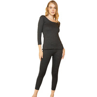 LUX PARKER Women's Round Neck 3/4 Long Slips Premium Thermal Set (Size : 85cm) Black
