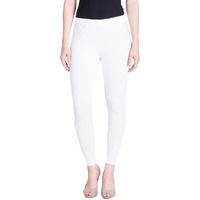 Lyra Women Solid Premium Cotton Ankle Length Leggings | Mid-Waist | Fashionwear White