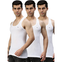Lux Cozi Men's Pack of 3 White Round Neck Sleeveless Cotton Vest (Size : 80cm)