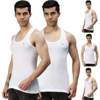 Lux Cozi Men's Pack of 5 White Round Neck Sleeveless Cotton Vest (Size : 85cm)