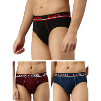 Lux Cozi Briefs for Men - Soft, Breathable Pure Cotton Fabric (Assorted Combo Pack of 3 Pack) (Color May Vary)