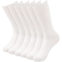 BALENZIA Men's Fine Business Full Length Socks, Crew & Calf Length Socks for men made with 100% combed cotton & spandex- (White, Free Size) Combo Pack of 6.