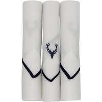 Allen Solly Men's Cotton White Handkerchiefs with Colored Border & Brand Logo (Pack of 3)