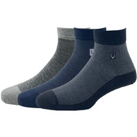 Allen Solly Men's Cotton Quarter Length Socks (Pack Of 3) - Black, Navy, Light Grey Melange