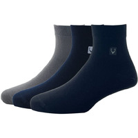 Allen Solly Men's Cotton Quarter Length Socks (Pack Of 3) - Dark Grey, Navy, Black