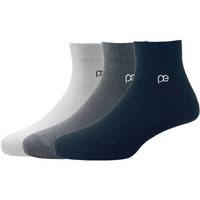 Peter England Men's Cotton Quarter Length Socks (Pack of 3) White, Dark Grey, Black