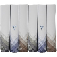 Van Heusen Men's Cotton Casual Style Colour Border Handkerchief With Brand Logo (Pack Of 6), Multicolor, 45