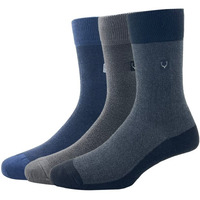 Allen Solly Men's Cotton Full Length Socks (Pack Of 3) - Black, Dark Grey, Denim