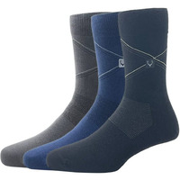 Allen Solly Men's Cotton Full Length Socks (Pack Of 3) - Dark Grey, Denim, Black