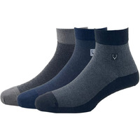 Allen Solly Men's Cotton Quarter Length Socks (Pack Of 3) - Black, Dark Grey, Navy