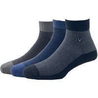 Allen Solly Men's Cotton Quarter Length Socks (Pack Of 3) - Black, Dark Grey, Denim