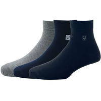 Allen Solly Men's Cotton Quarter Length Socks (Pack Of 3) - Navy, Black, Light Grey Melange