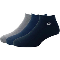 Peter England Men's Cotton Ankle Length Socks (Pack of 3) Light Grey, Navy, Black