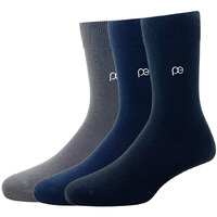 Peter England Men's Cotton Full Length Socks (Pack of 3) Dark Grey, Navy, Black