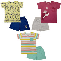 LuvLap Half Sleeve Boys T-Shirt & Shorts Sets, For Baby, Infants & Toddlers, Multicolour, 100% Cotton, Baby Boy Dress, Baby Boy Clothes, Kids Clothing, Pack Of 3, 3 to 6 months
