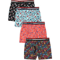 Lux Cozi Bigshot Boy's Pack of 4 Super Combed Cotton Outer Elastic Semi Long Printed Trunk for Kids (Size : 70cm) Multicolour