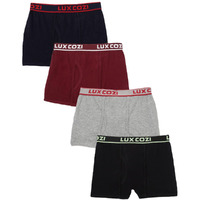 Lux Cozi Bigshot Boy's Pack of 4 Super Combed Cotton Outer Elastic Semi Long Plain Trunk for Kids (Size : 75cm) Multicolour