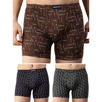 Lux Cozi Men's Pack of 3 Assorted Inner Elestic Long Printed Trunk (Size : 95cm)