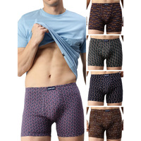 Lux Cozi Men's Pack of 5 Assorted Inner Elestic Long Printed Trunk (Size : 90cm)