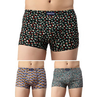 Lux Cozi Pack of 3 Men's Assorted Inner Elastic Semi Long Printed Trunk (Size : 80cm)